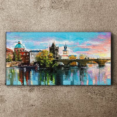 Foto leinwand Prag in den Farben des Sonnenuntergangs