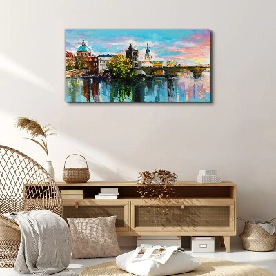 Foto leinwand Prag in den Farben des Sonnenuntergangs