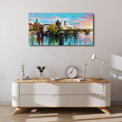 Foto leinwand Prag in den Farben des Sonnenuntergangs