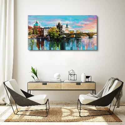 Foto leinwand Prag in den Farben des Sonnenuntergangs
