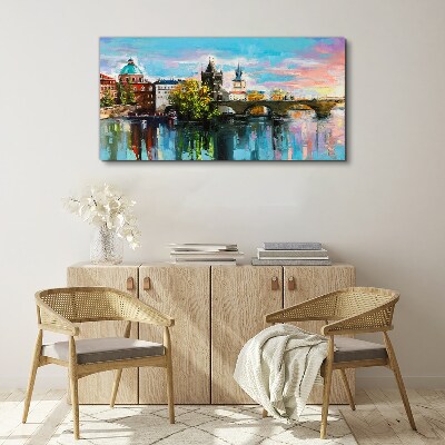 Foto leinwand Prag in den Farben des Sonnenuntergangs