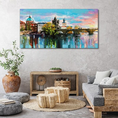 Foto leinwand Prag in den Farben des Sonnenuntergangs