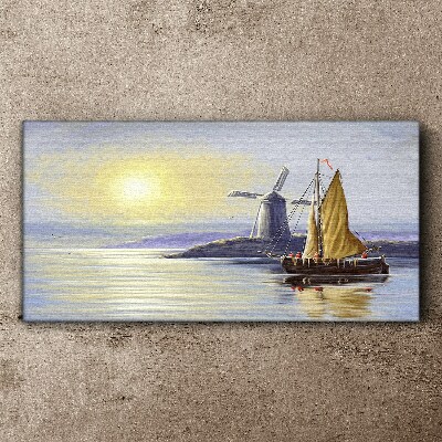Foto auf leinwand Ein ruhiger Hafen bei Sonnenuntergang