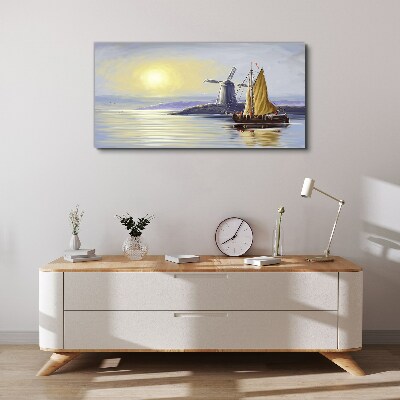 Foto auf leinwand Ein ruhiger Hafen bei Sonnenuntergang