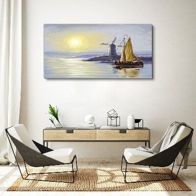 Foto auf leinwand Ein ruhiger Hafen bei Sonnenuntergang