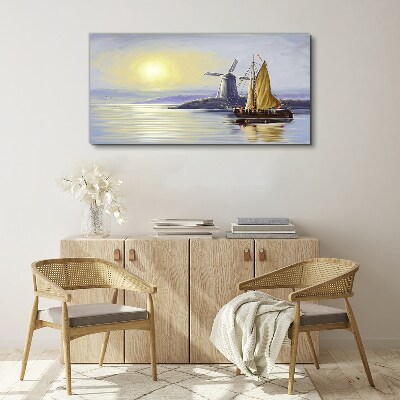 Foto auf leinwand Ein ruhiger Hafen bei Sonnenuntergang