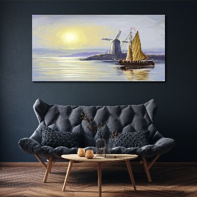 Foto auf leinwand Ein ruhiger Hafen bei Sonnenuntergang