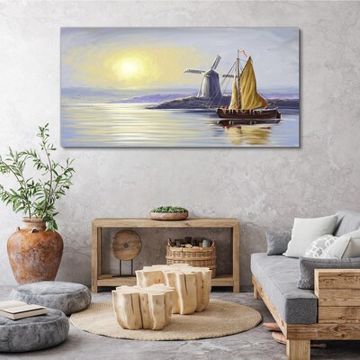 Foto auf leinwand Ein ruhiger Hafen bei Sonnenuntergang