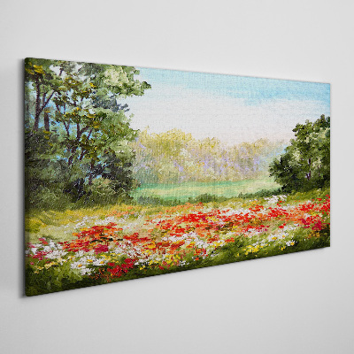 Wandbild Blumenlandschaft eines Sommermorgens