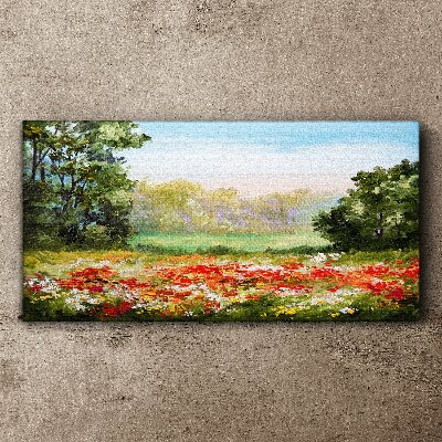 Wandbild Blumenlandschaft eines Sommermorgens