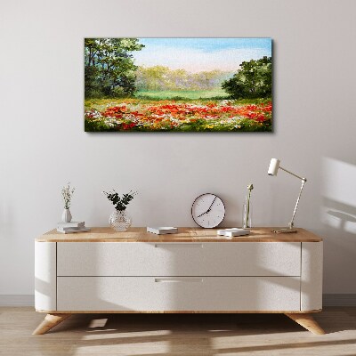 Wandbild Blumenlandschaft eines Sommermorgens
