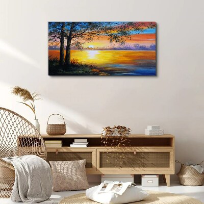 Foto leinwand Sonnenuntergang über dem See