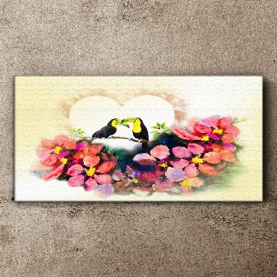 Leinwandbild Abstrakte Blumen-Vogel-Herz