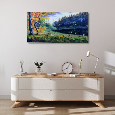 Foto auf leinwand Herbstlandschaft am See