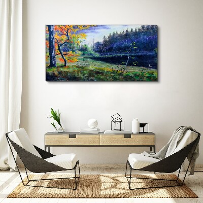 Foto auf leinwand Herbstlandschaft am See