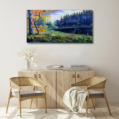 Foto auf leinwand Herbstlandschaft am See