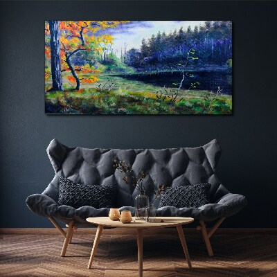 Foto auf leinwand Herbstlandschaft am See