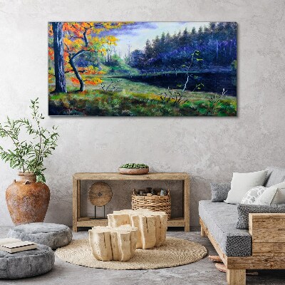 Foto auf leinwand Herbstlandschaft am See