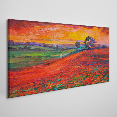 Bild auf leinwand Sonnenuntergang über dem roten Feld
