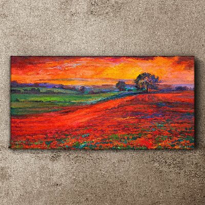 Bild auf leinwand Sonnenuntergang über dem roten Feld