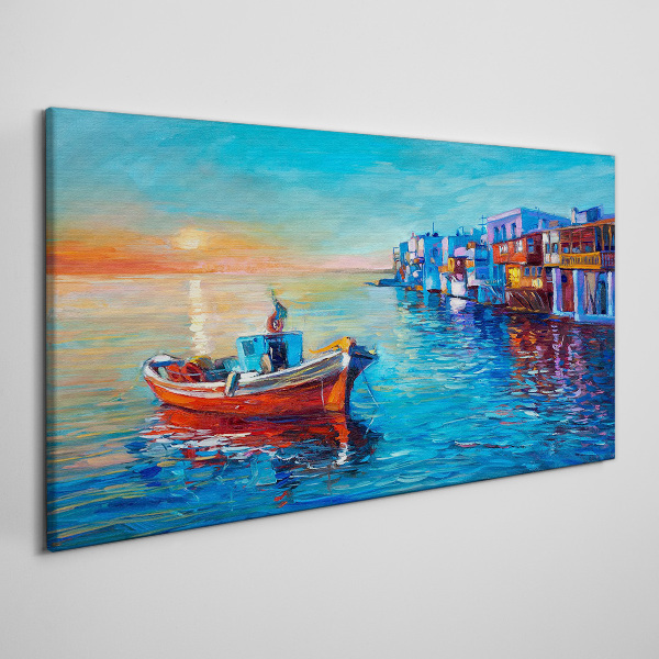 Foto auf leinwand Ein ruhiger Hafen in der untergehenden Sonne