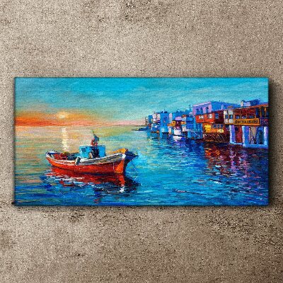 Foto auf leinwand Ein ruhiger Hafen in der untergehenden Sonne