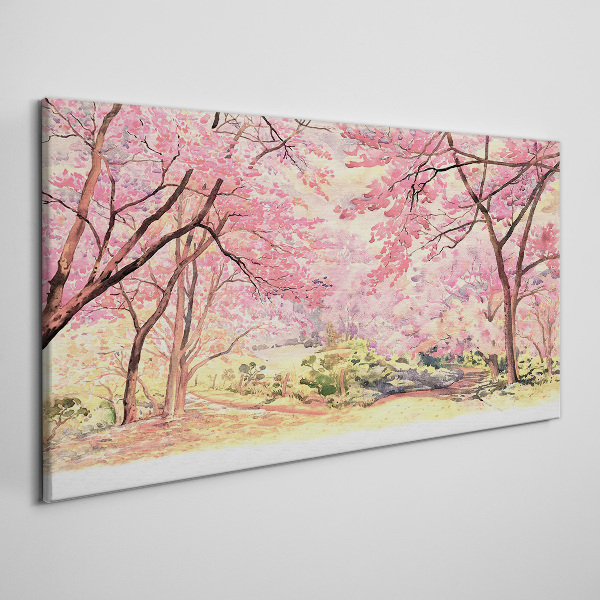 Foto auf leinwand Frühlingslandschaft in Rosatönen