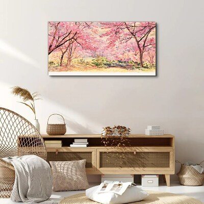 Foto auf leinwand Frühlingslandschaft in Rosatönen