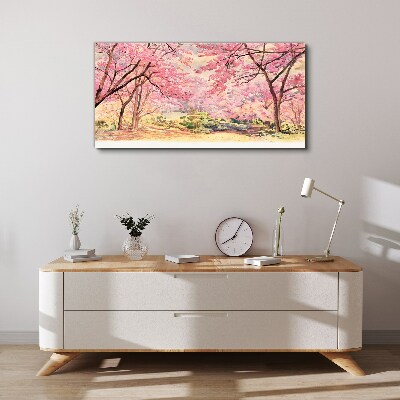 Foto auf leinwand Frühlingslandschaft in Rosatönen