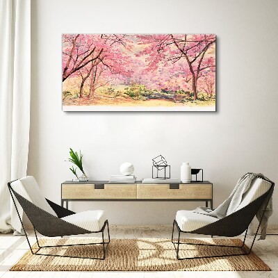 Foto auf leinwand Frühlingslandschaft in Rosatönen