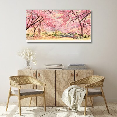 Foto auf leinwand Frühlingslandschaft in Rosatönen