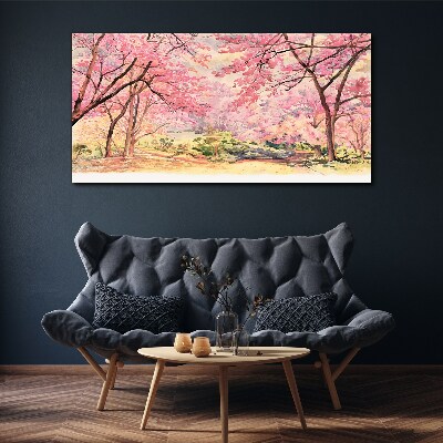 Foto auf leinwand Frühlingslandschaft in Rosatönen