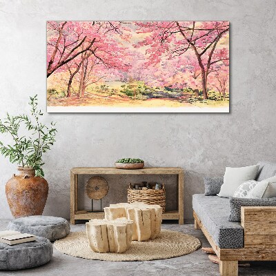Foto auf leinwand Frühlingslandschaft in Rosatönen