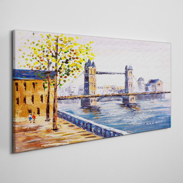 Bild auf leinwand London Bridge mit Herbstbäumen