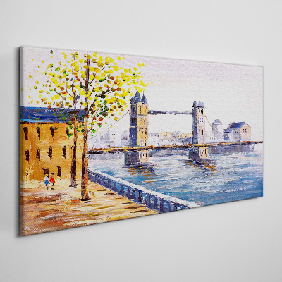 Bild auf leinwand London Bridge mit Herbstbäumen