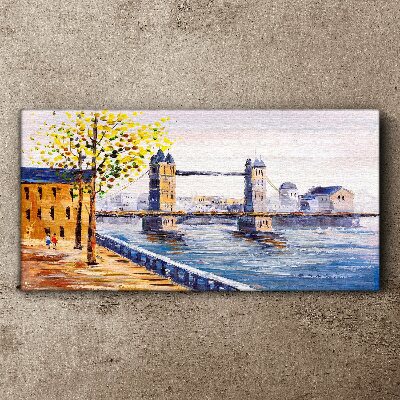 Bild auf leinwand London Bridge mit Herbstbäumen