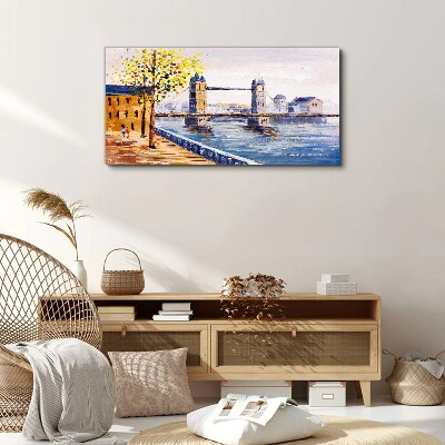 Bild auf leinwand London Bridge mit Herbstbäumen