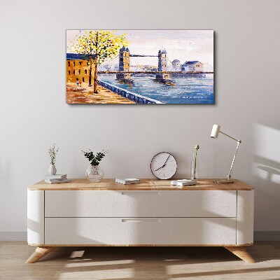 Bild auf leinwand London Bridge mit Herbstbäumen