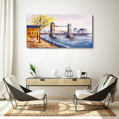 Bild auf leinwand London Bridge mit Herbstbäumen