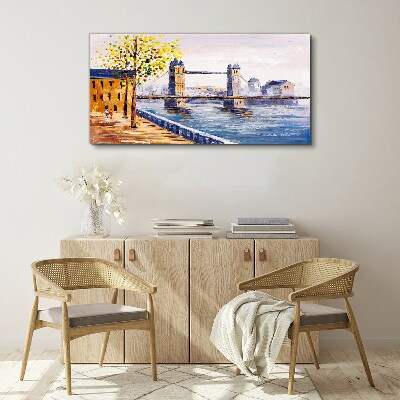 Bild auf leinwand London Bridge mit Herbstbäumen