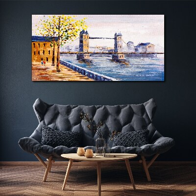 Bild auf leinwand London Bridge mit Herbstbäumen