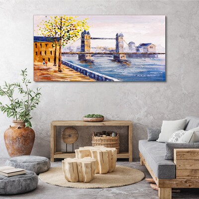 Bild auf leinwand London Bridge mit Herbstbäumen
