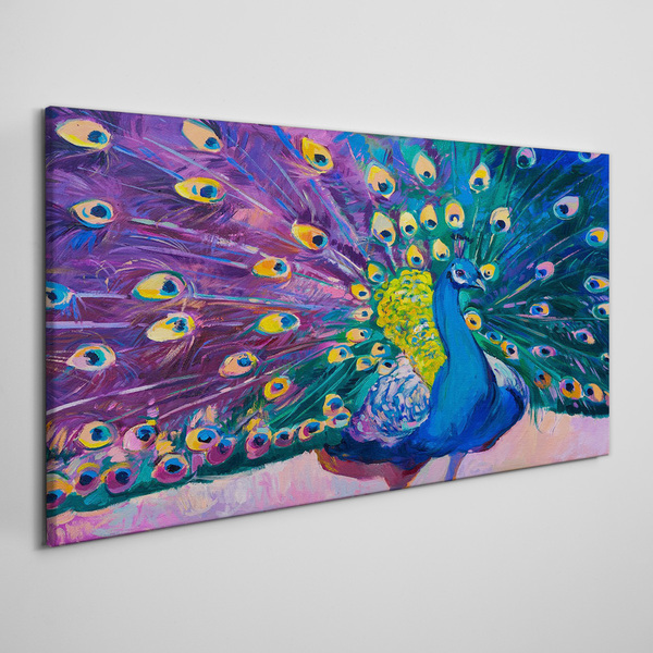 Foto auf leinwand Ein bunter Pfau in Frühlingsaura