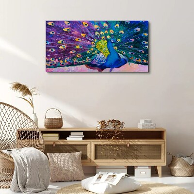 Foto auf leinwand Ein bunter Pfau in Frühlingsaura