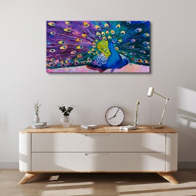 Foto auf leinwand Ein bunter Pfau in Frühlingsaura