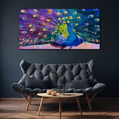 Foto auf leinwand Ein bunter Pfau in Frühlingsaura