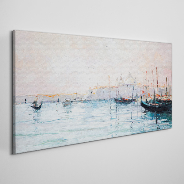 Foto auf leinwand Ein ruhiger Hafen am Morgen