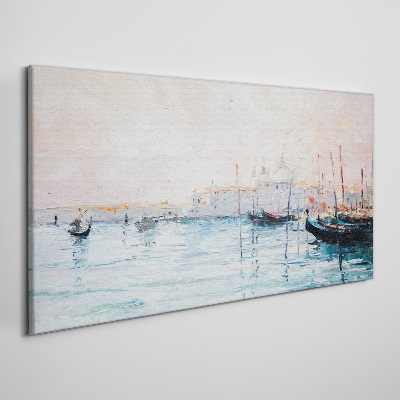 Foto auf leinwand Ein ruhiger Hafen am Morgen