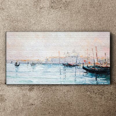 Foto auf leinwand Ein ruhiger Hafen am Morgen