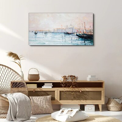 Foto auf leinwand Ein ruhiger Hafen am Morgen